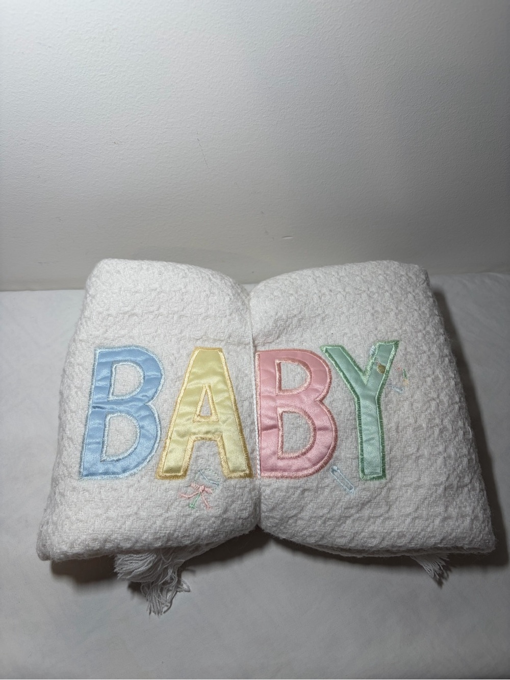 Bright Future White Acrylic Reversible Crib Blanket Fringe, Machine Washable